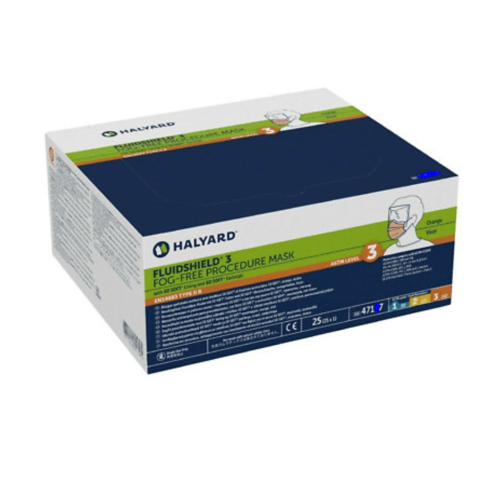 KC00148 Halyard Level 3 Fluidshield Fog-Free Procedure Masks Earloop Blue 40EA/BX (Discontinued)