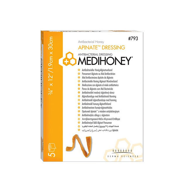 DUP793 Medihoney Antibacterial Honey Apinate Dressing, 1.9cm x 30cm 5EA/BX