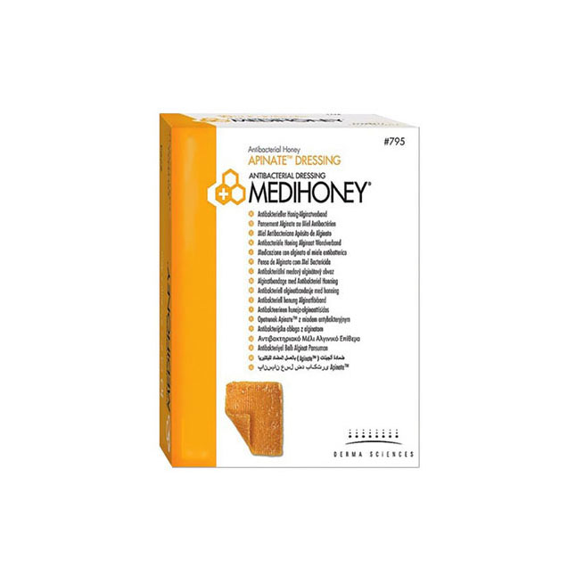 DUP795 Medihoney Antibacterial Honey Apinate Dressing, 10cm x 10cm 5EA/BX