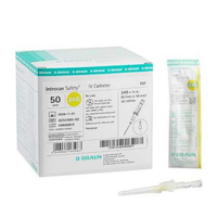 BB4252500-02 Introcan Safety IV Catheter, Straight, Teflon, 24GA x 0.75", 50EA/BX