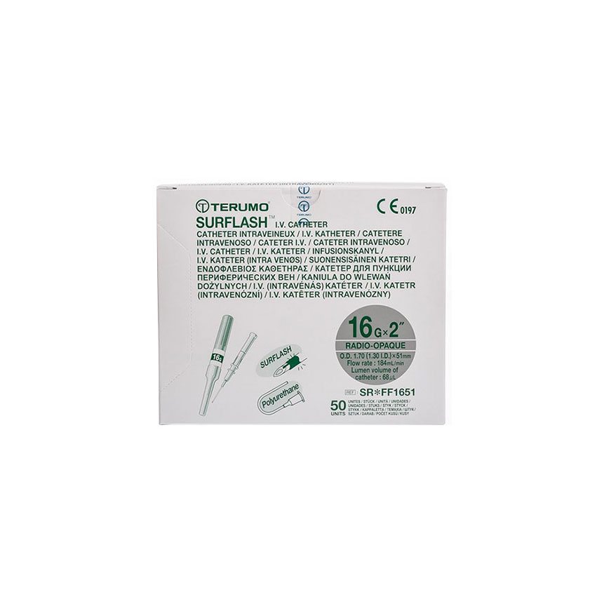 TC-SR-FF1651 SurFlash IV Catheter, 16GA x 2", 50EA/BX