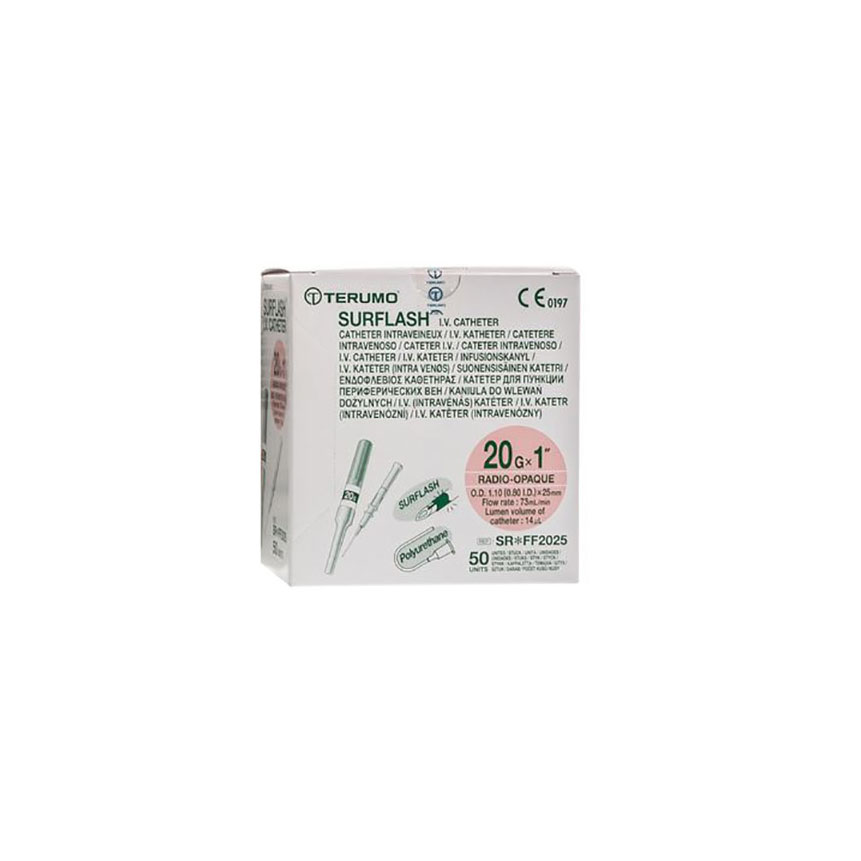 TC-SR-FF2025 SurFlash IV Catheter, 20GA x 1", 50EA/BX