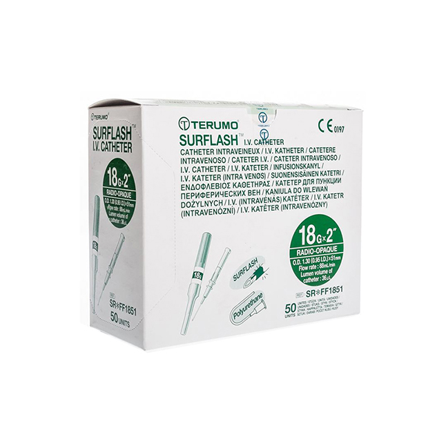 TC-SR-FF1851 SurFlash IV Catheter, 18GA x 2", 200EA/CA