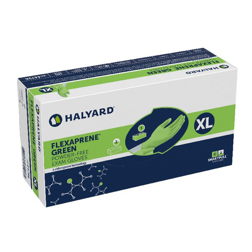 KC44792 Flexaprene Exam Glove, Nitrile, Powder Free, Beaded Cuff, Textured Fingertip, 9.5" Green, Extra Small, 2000EA/CA