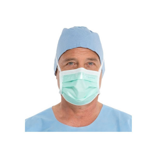KC49235 Surgical Mask, Anti-Fog, Pleat Style, with Ties, Film Strip, Green, 50EA/BX