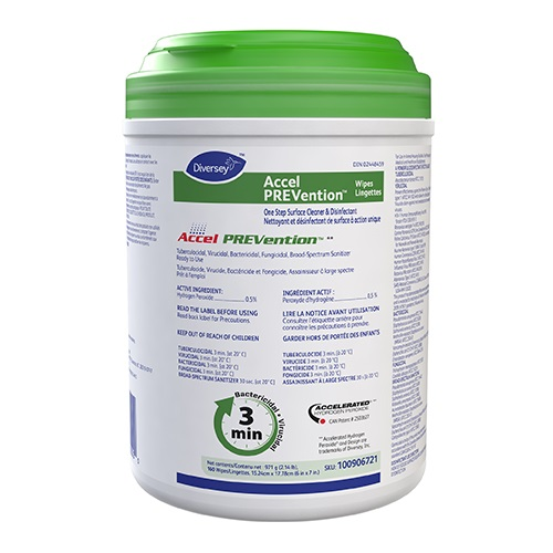 100906721 Accel PREVention Disinfectant, Wipe, 7" x 6", 160EA/CN