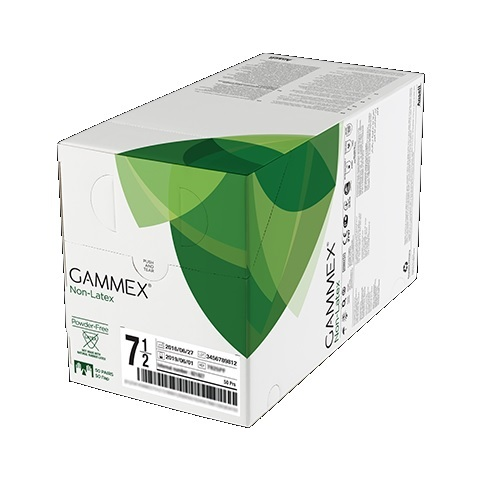 AN851575 GAMMEX Non-Latex Surgical Glove, Synthetic Neoprene, Green, Size 7.5, 50PR/BX