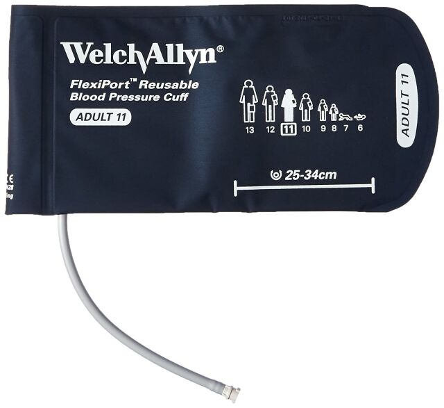 901043 Welch Allyn Blood Pressure Cuff, Two Tube, Tri-Purpose Connector, Inflation Bulb/Valve, Large Adult 12, Reusable 1/EA [DISCONTINUED]