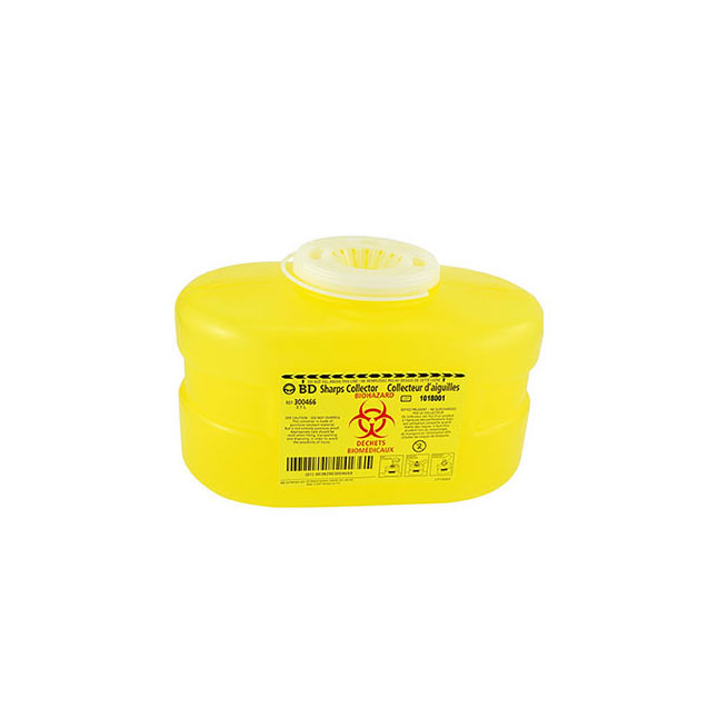 BD300466 Sharps Collector, One-Piece, Yellow, 3.1L, 24EA/CA