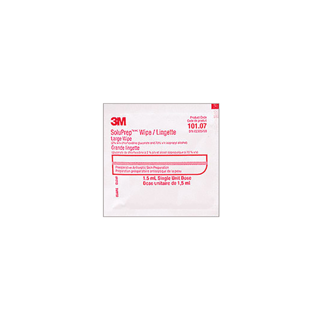 3M10107 3MSoluPrep Wipes (2% w/v CHG / 70% v/v IPA) Large, 100EA/BX