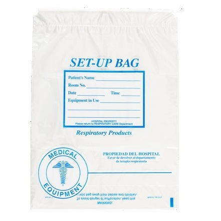 SDC-RESPBG Respiratory Set-Up Bag, Small, Drawcord, 12" x 16", Clear, 500EA/CA