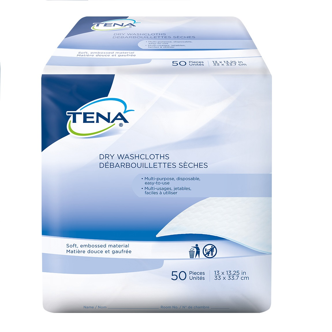 74500 TENA Dry Wipes, 13.25" x 13", 800EA/CA
