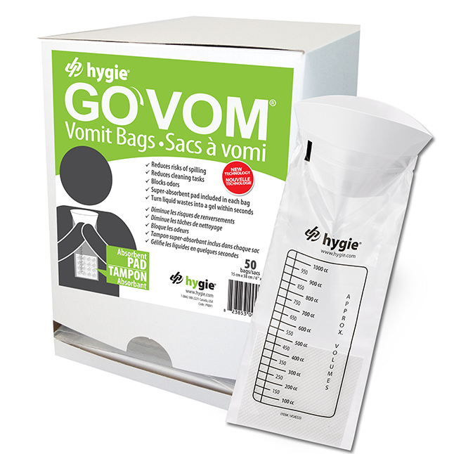 1PRBV1 GO VOM Vomit bag, Graduated, 50EA/BX