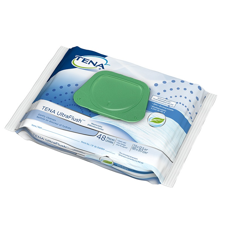 65726 TENA UltraFlush Washcloth, 48EA/PK