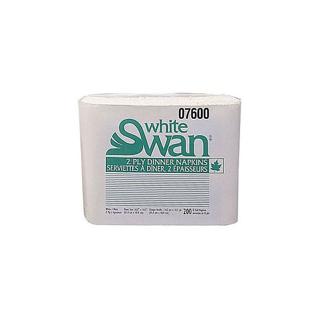 KRG07600 Swan Dinner Napkin, 2-Ply, White, 2400EA/CA