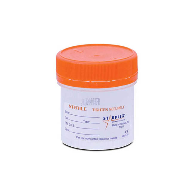 NCS602-1O Leakbuster Specimen Container, Sterile, Orange Cap, with Tamper Tab Patient Label, 60mL, 500EA/CA