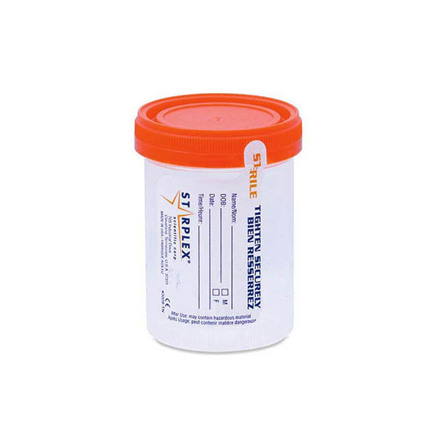 NCS902-1O Leakbuster Specimen Container, Sterile, Orange Cap, with Tamper Tab Patient Label, 90mL, 400EA/CA
