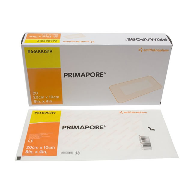 SN66000319 PRIMAPORE Adhesive Non-Woven Wound Dressing, Post-Operative, 20cm x 10cm, 20EA/BX