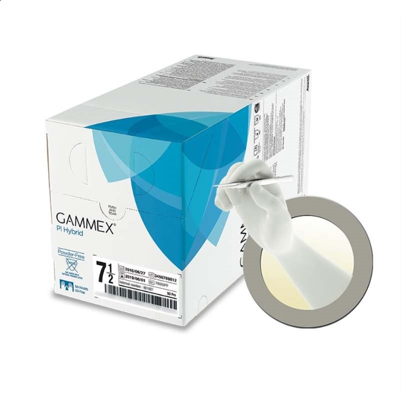 AN340063080 GAMMEX PI Hybrid Surgical Glove, Size 8, 50PR/BX