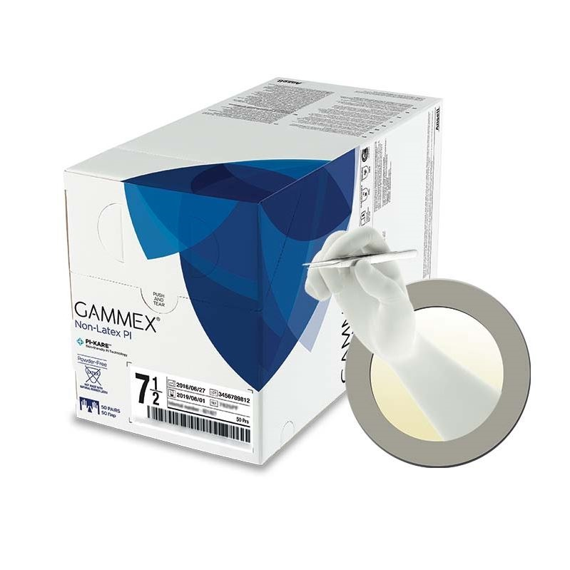 AN20688270 GAMMEX Non-Latex PI Textured Surgical Glove, White, Size 7, 50PR/BX