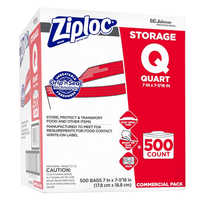 SCJ682256 SC Johnson Professional Ziploc Brand Storage Bags, Quart, 500EA/BX