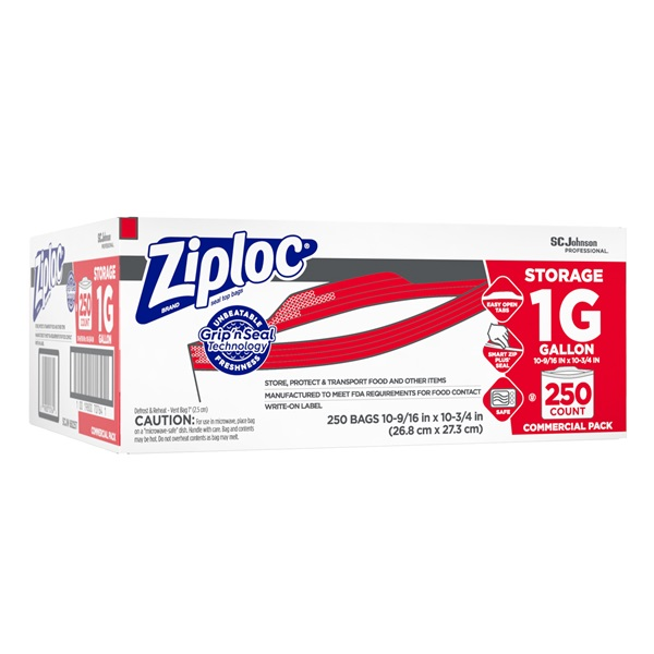 SCJ682257 SC Johnson Professional Ziploc Brand Storage Bags, 1GL, 250EA/BX