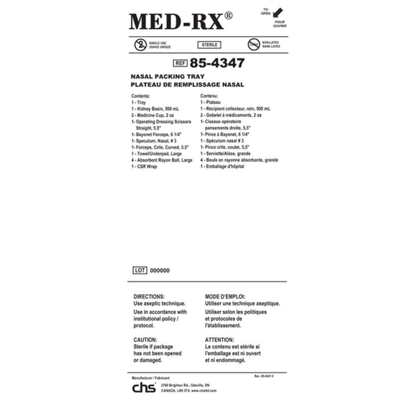 85-4347 Med-Rx Nasal Packing Tray, 10EA/BX [DISCONTINUED]