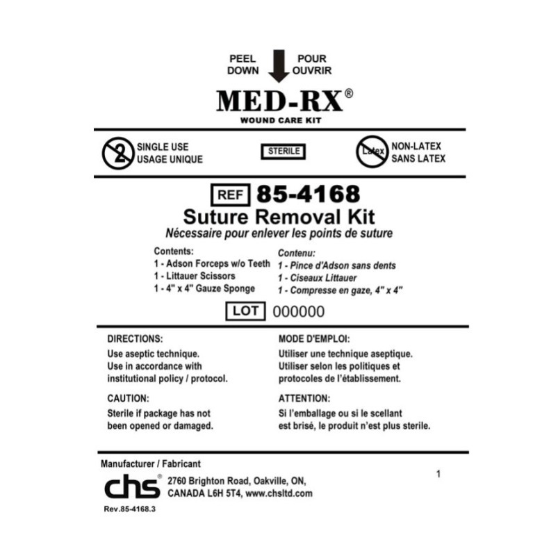 85-4168 Med-Rx Suture Removal Kit, 50EA/BX