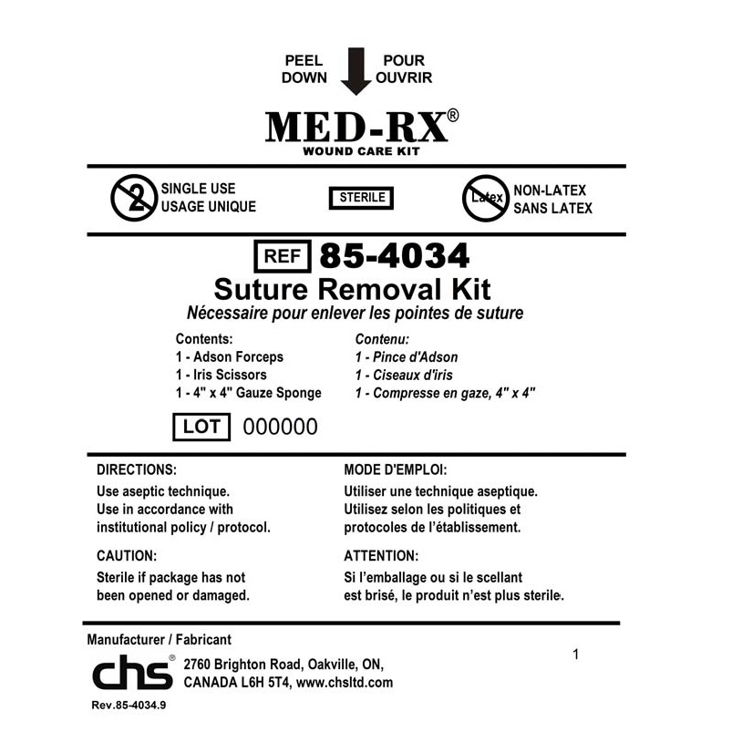 85-4034 Med-Rx Suture Removal Tray, 50EA/BX