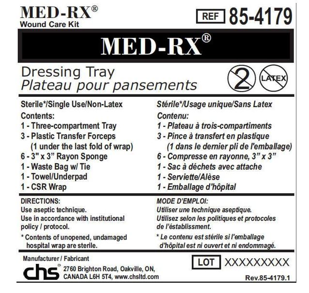85-4179 Med-Rx Dressing Tray, 100EA/BX