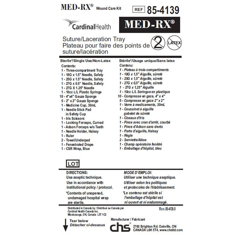 85-4139N Med-Rx Suture and Laceration Tray, 24EA/BX