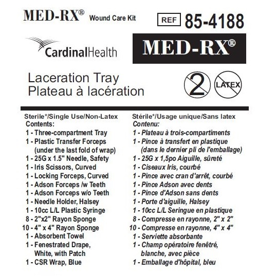 85-4188 Med-Rx Laceration Tray, 25EA/BX