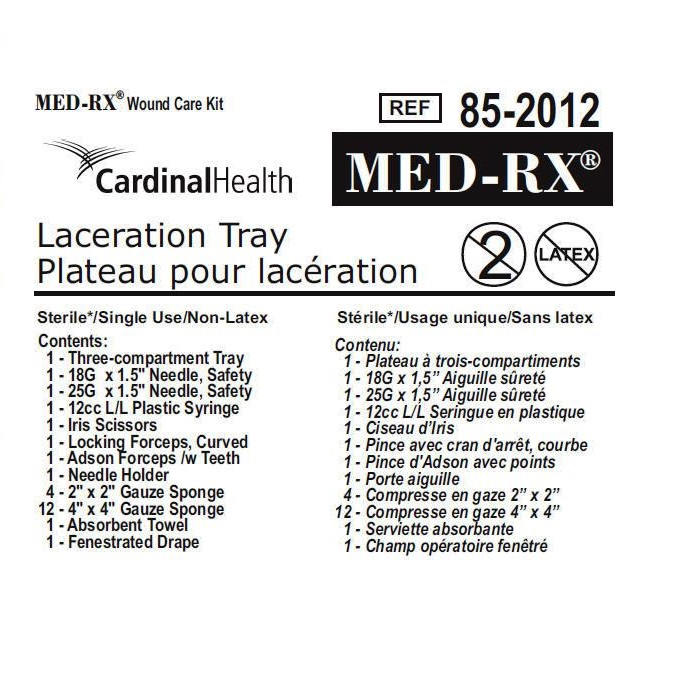 85-2012 Med-Rx Laceration Tray, 25EA/BX