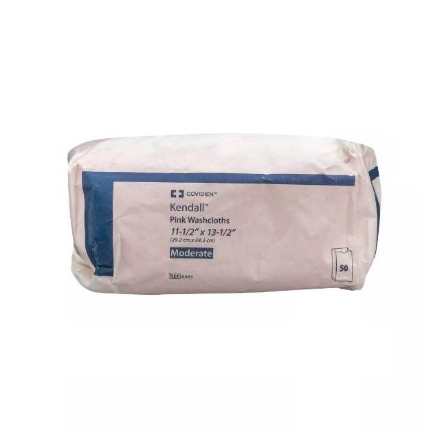 Z6361 Kendall Washcloths, Moderate Absorbency, Pink, 11.5 IN X 13.5 IN, 50EA/BX