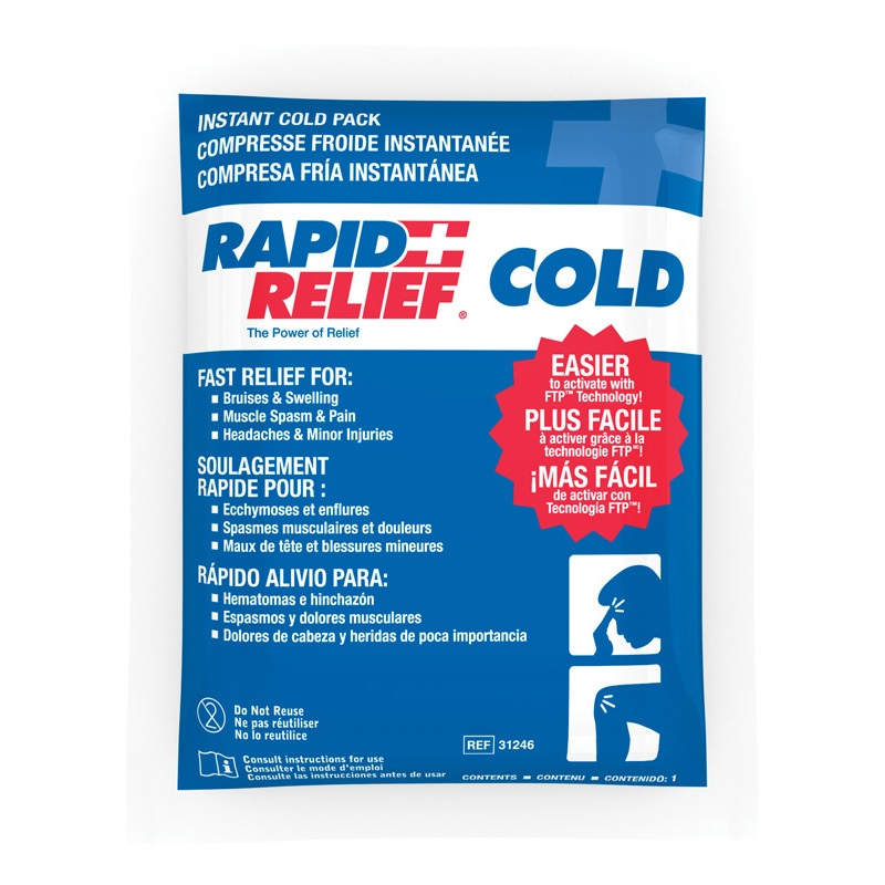 31246-50 Rapid Relief Instant Cold Pack, FTP Technology, W4" x L6", 50EA/BX