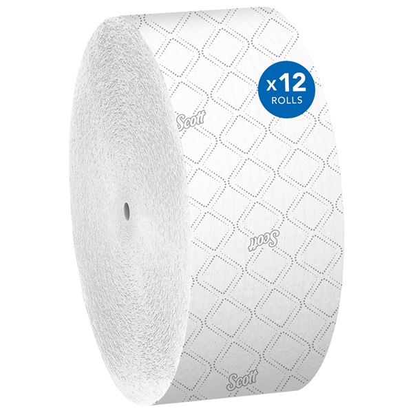 KC07006 Scott Coreless JRT Jumbo Roll Toilet Paper, White, W3.78" X L1150', 12EA/BX