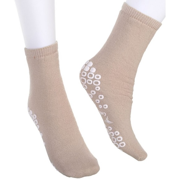 58125-TAN Patient Slipper, Single Tread, Terry In, Large, Tan, 1/PR