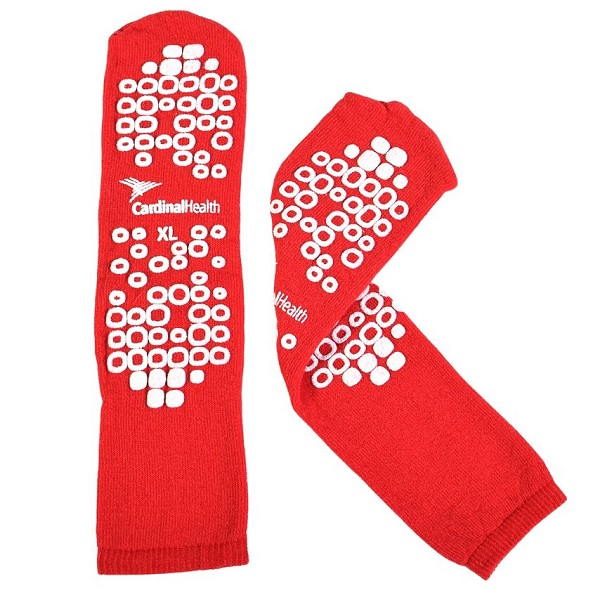 68125-RXL Patient Slipper, Double Tread, Terry In, Risk Management, XL, Red, 1PR/BX