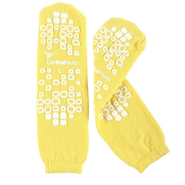 68125-YLA Patient Slipper, Double Tread, Terry In, Risk Management, Large, Yellow, 1PR/BX