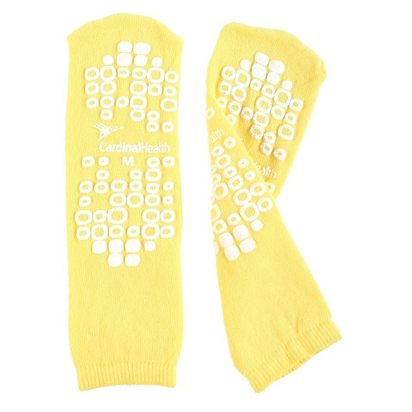 68125-YM Patient Slipper, Double Tread, Terry In, Risk Management, Medium, Yellow, 1PR/BX