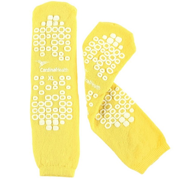 68125-YXLA Patient Slipper, Double Tread, Terry In, Risk Management, XL, Yellow, 1PR/BX