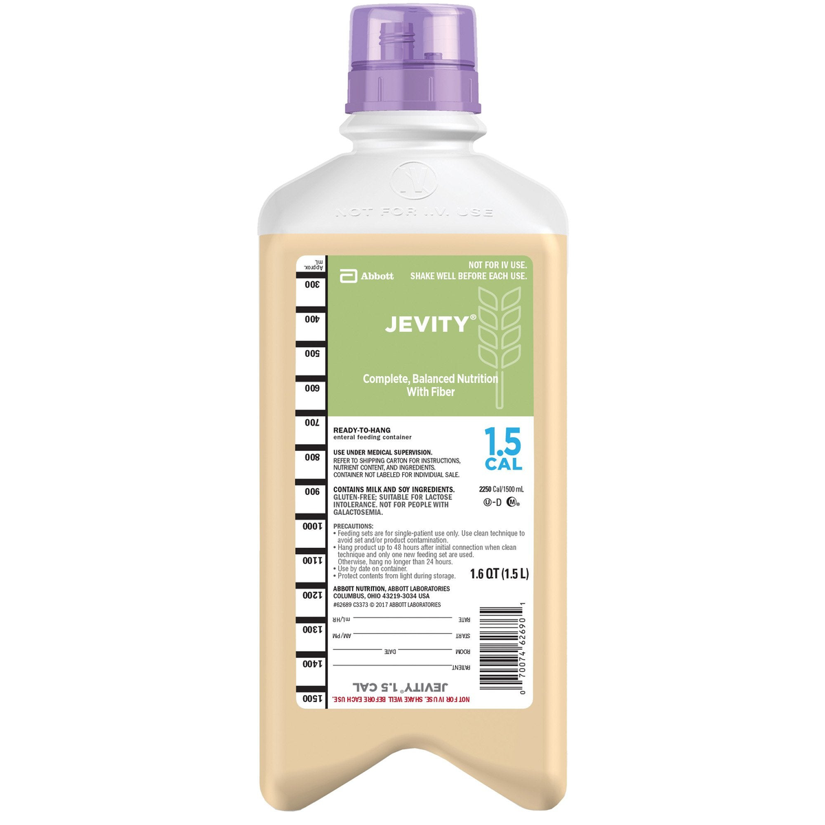 AB5028813 Jevity 1.5Cal Nutritional Liquid Formula, with Fibre, 235mL, Unflavored, 24EA/BX [DISCONTINUED]
