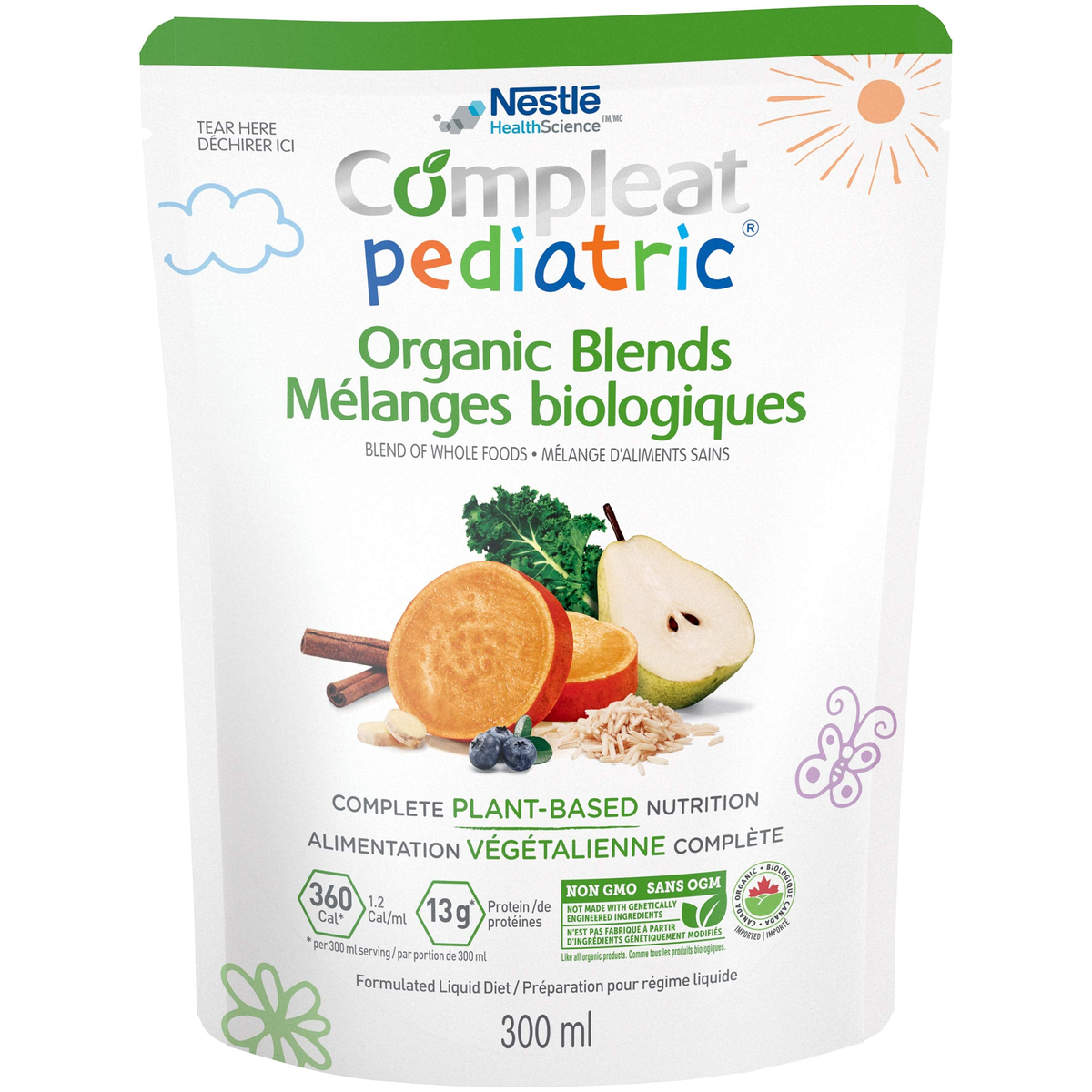 NN12355987 Compleat Pediatric Organic Blend Pouch, 300mL, 24EA/BX