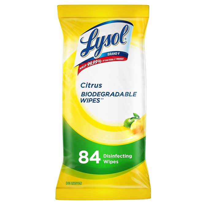 3170842 LYSOL Disinfecting Wipes, Citrus, Flat Pack New, 84EA/BX