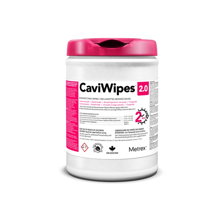 MET11-1410 CaviWipes 2.0 Surface Disinfectanting Wipe, 160EA/BX or 1920EA/BX