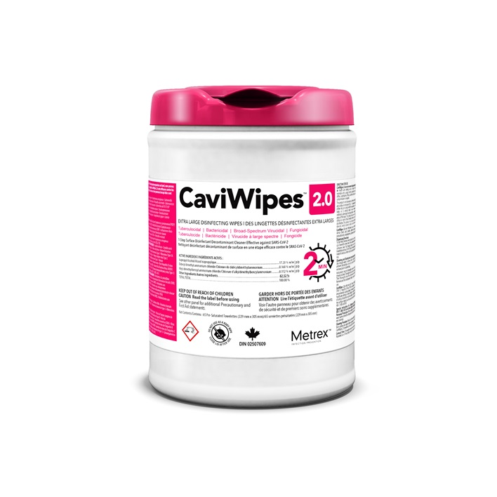 MET11-1450 CaviWipes 2.0 Surface Disinfectanting Wipe, 9"X12", 744EA/BX
