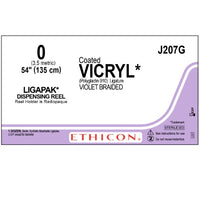 J-207G COATED VICRYL Absorbable Suture, Polyglactin 910, 54" LIGAPAK Reel 12EA/BX
