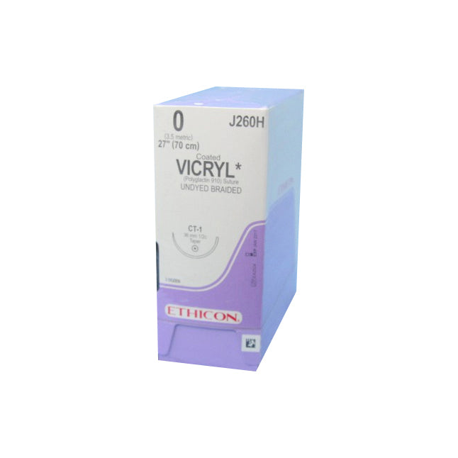 J-260H Absorbable Suture, Polyglactin 910 Coated Vicryl, Undyed, 36mm 36EA/BX