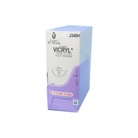 J-340H Absorbable Suture, Polyglactin 910 Coated Vicryl, Size 0, Violet 36mm 36EA/BX