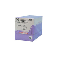 J822G Absorbable Suture, Polyglactin 910 Coated Vicryl, Undyed, Size 5-0, 19mm 12EA/BX